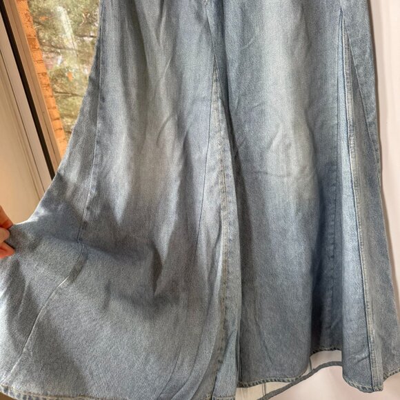 Rag & Bone Liquid Miramar Printed Denim Maxi Skirt Posy Blue Tencel 29 - Picture 7 of 11